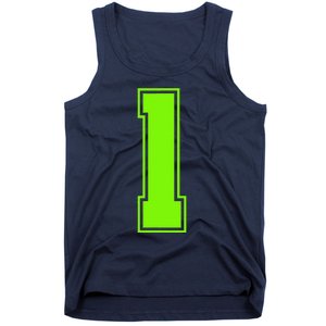 1 Lucky Number Bright Green Sports Birthday Jersey Tank Top