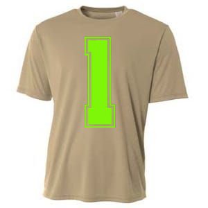 1 Lucky Number Bright Green Sports Birthday Jersey Cooling Performance Crew T-Shirt