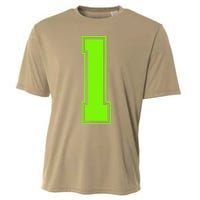 1 Lucky Number Bright Green Sports Birthday Jersey Cooling Performance Crew T-Shirt