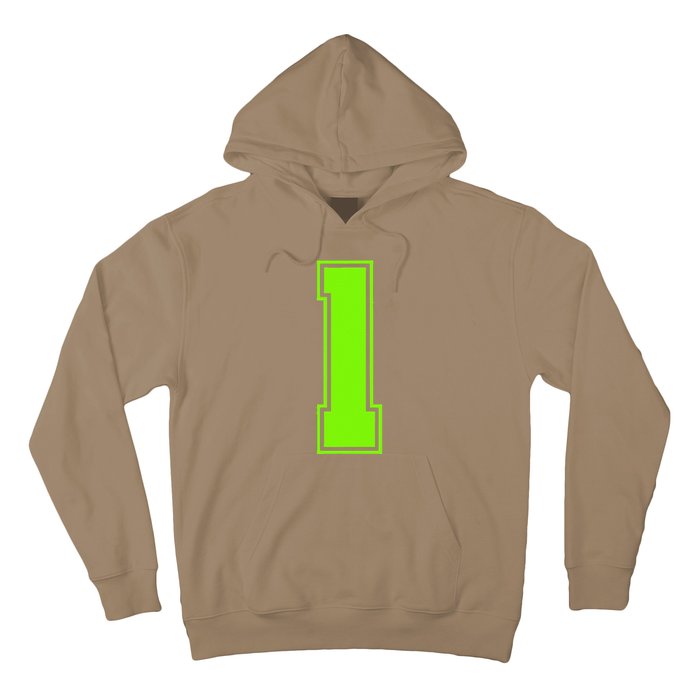 1 Lucky Number Bright Green Sports Birthday Jersey Hoodie