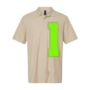 1 Lucky Number Bright Green Sports Birthday Jersey Softstyle Adult Sport Polo