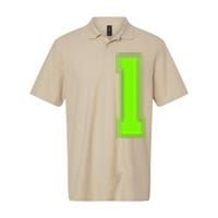 1 Lucky Number Bright Green Sports Birthday Jersey Softstyle Adult Sport Polo