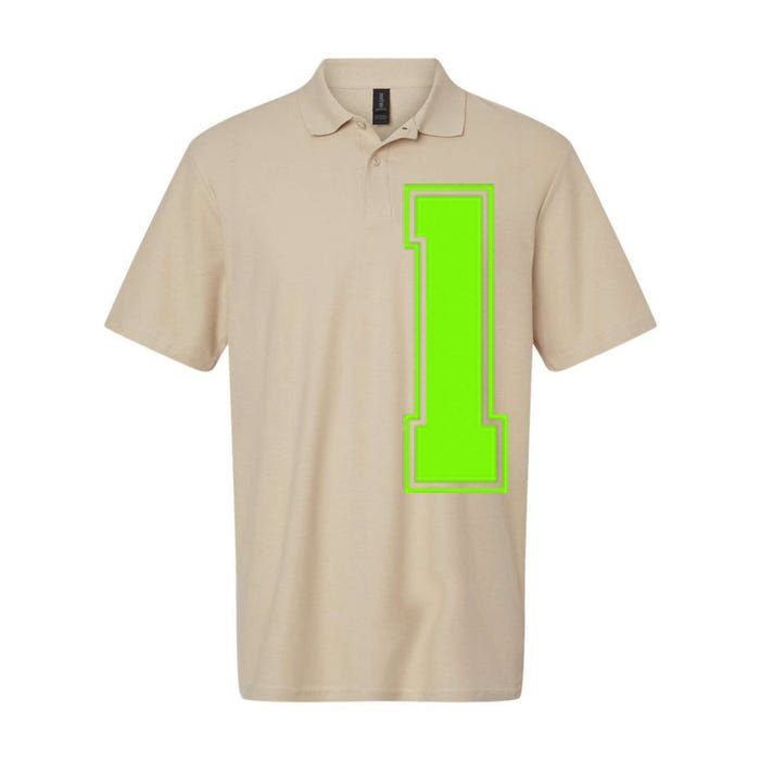 1 Lucky Number Bright Green Sports Birthday Jersey Softstyle Adult Sport Polo