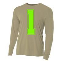 1 Lucky Number Bright Green Sports Birthday Jersey Cooling Performance Long Sleeve Crew