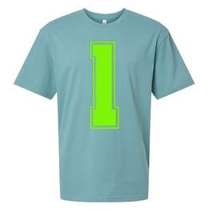 1 Lucky Number Bright Green Sports Birthday Jersey Sueded Cloud Jersey T-Shirt