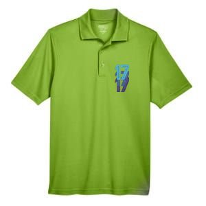 17 Lucky Number 17th Year Birthday Age Sports Team Men's Origin Performance Pique Polo