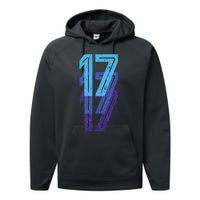 17 Lucky Number 17th Year Birthday Age Sports Team Performance Fleece Hoodie