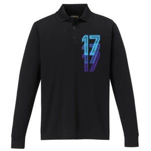 17 Lucky Number 17th Year Birthday Age Sports Team Performance Long Sleeve Polo