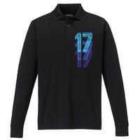 17 Lucky Number 17th Year Birthday Age Sports Team Performance Long Sleeve Polo