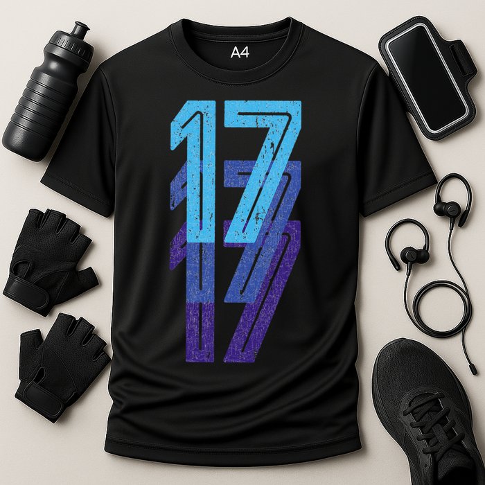 17 Lucky Number 17th Year Birthday Age Sports Team Cooling Performance Crew T-Shirt