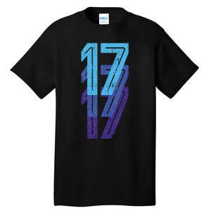 17 Lucky Number 17th Year Birthday Age Sports Team Tall T-Shirt