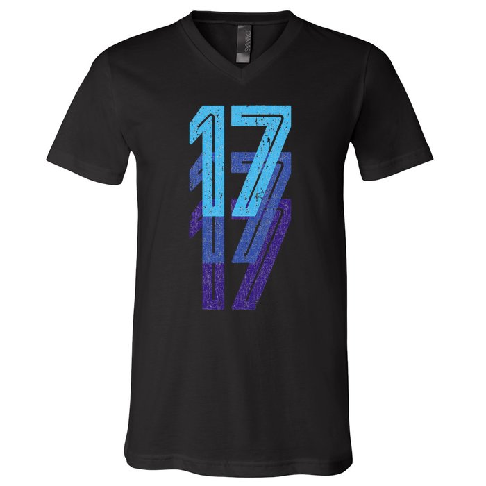 17 Lucky Number 17th Year Birthday Age Sports Team V-Neck T-Shirt