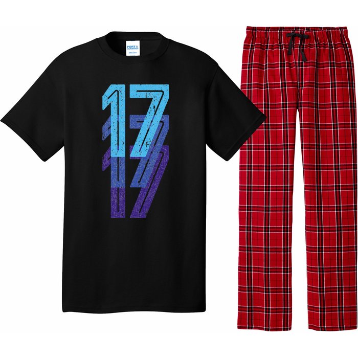 17 Lucky Number 17th Year Birthday Age Sports Team Pajama Set