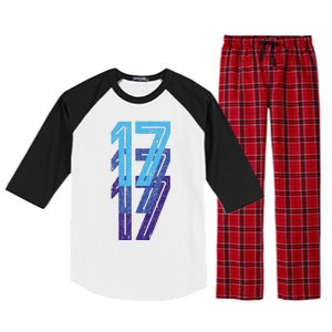 17 Lucky Number 17th Year Birthday Age Sports Team Raglan Sleeve Pajama Set