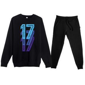 17 Lucky Number 17th Year Birthday Age Sports Team Premium Crewneck Sweatsuit Set