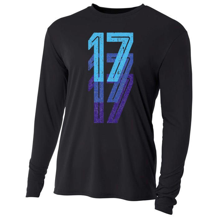 17 Lucky Number 17th Year Birthday Age Sports Team Cooling Performance Long Sleeve Crew