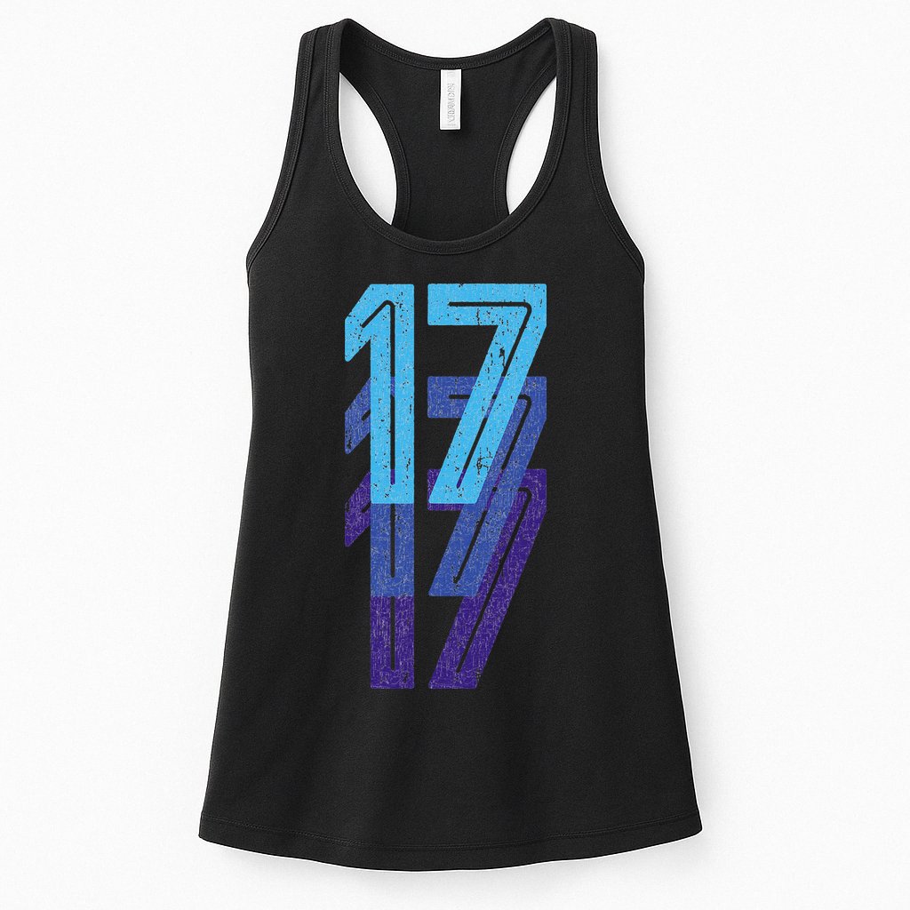 17 Lucky Number 17th Year Birthday Age Sports Team Womens Tank Top
