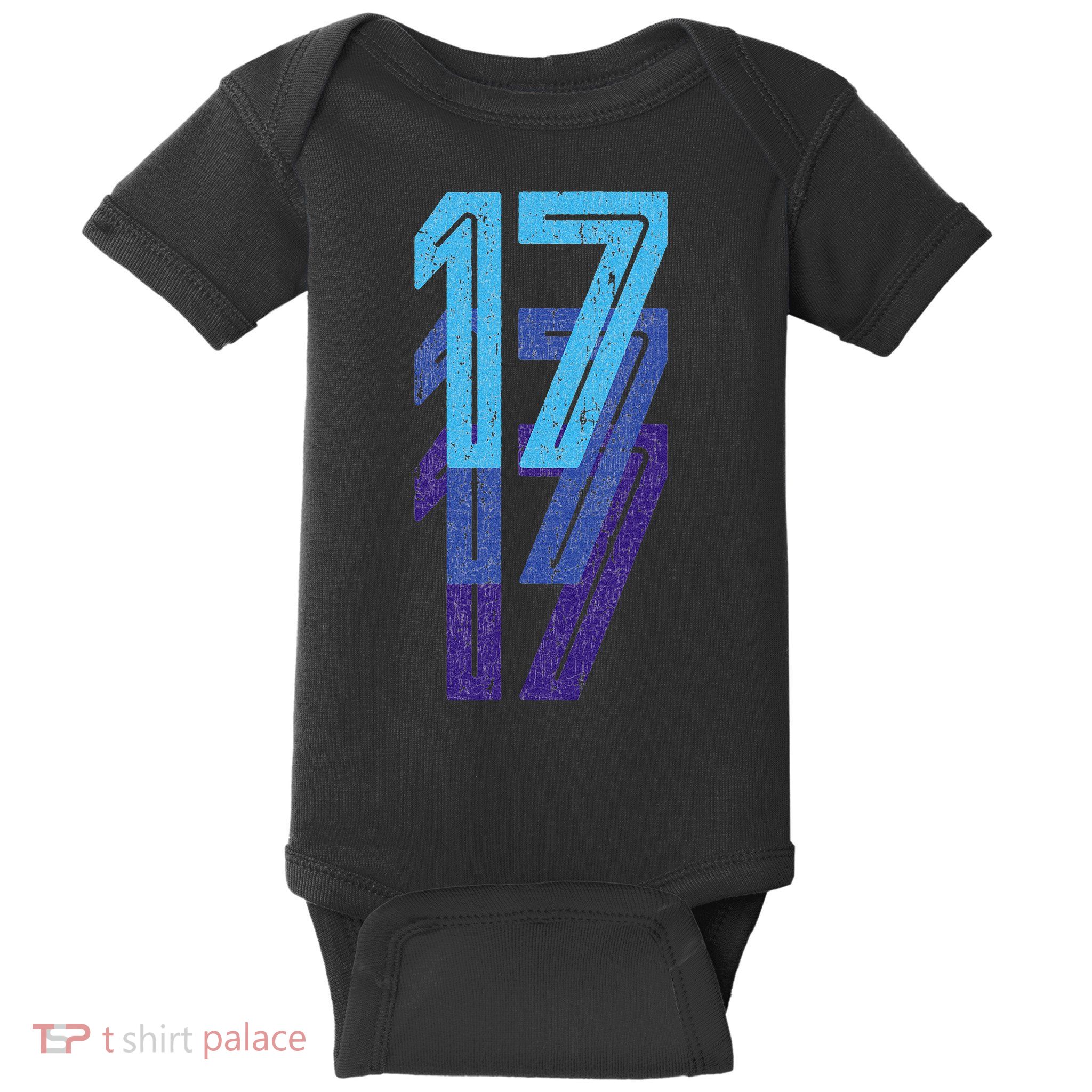 17 Lucky Number 17th Year Birthday Age Sports Team Baby Bodysuit