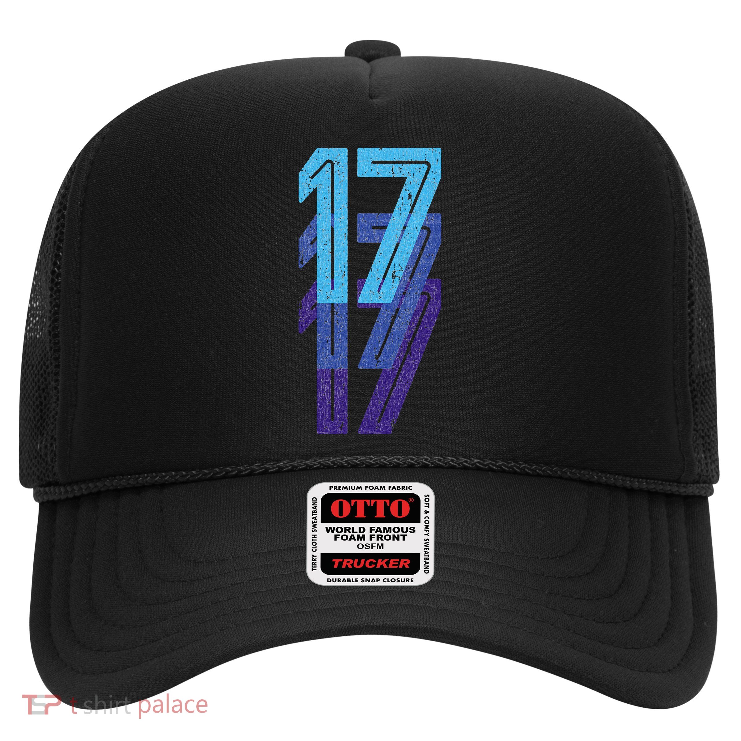 17 Lucky Number 17th Year Birthday Age Sports Team Trucker Hat
