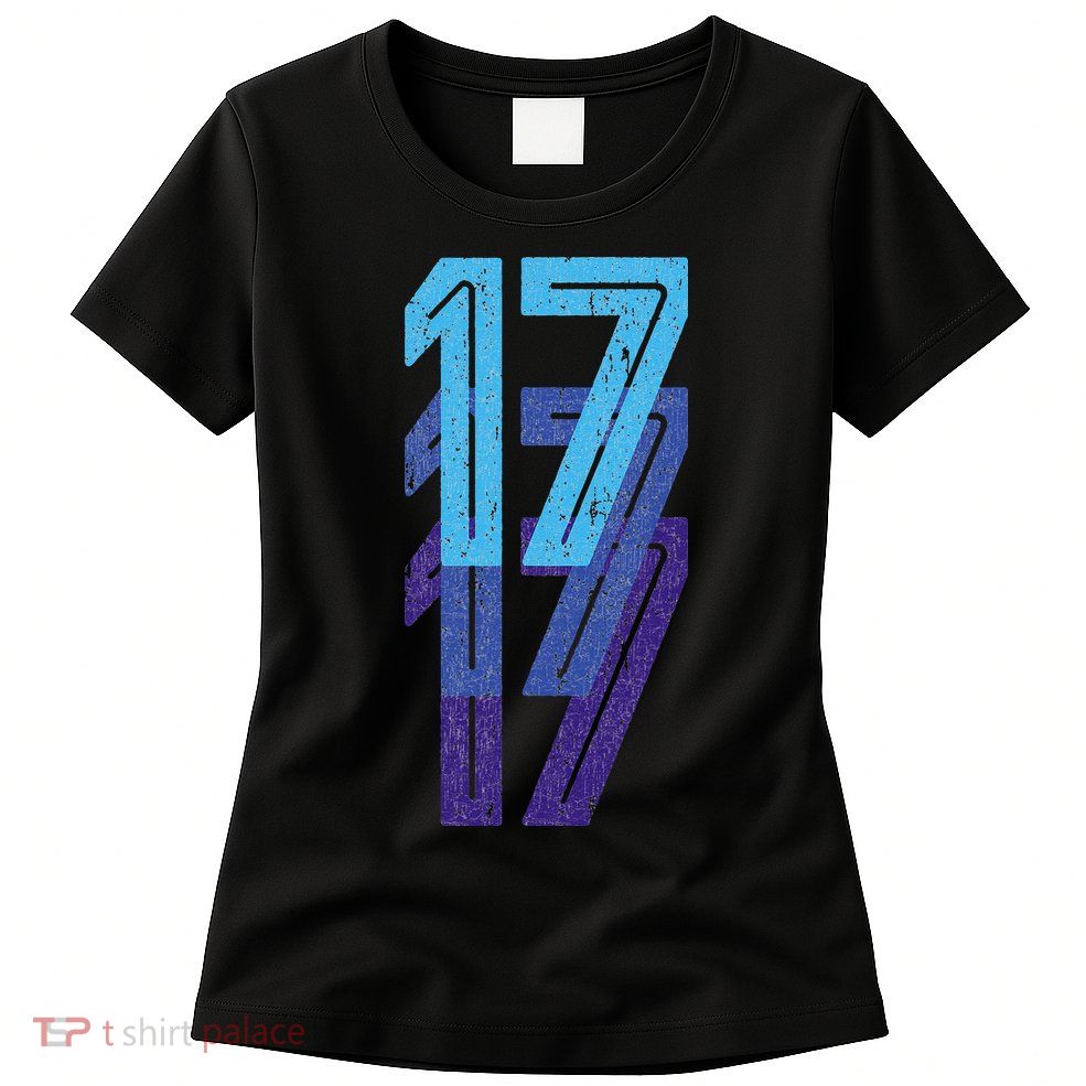 17 Lucky Number 17th Year Birthday Age Sports Team Womens T-Shirt