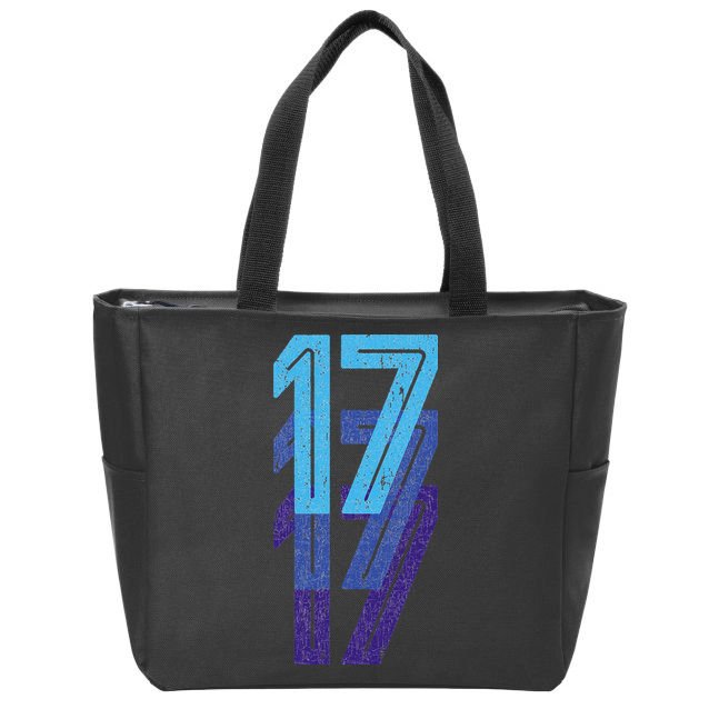 17 Lucky Number 17th Year Birthday Age Sports Team Zip Tote Bag
