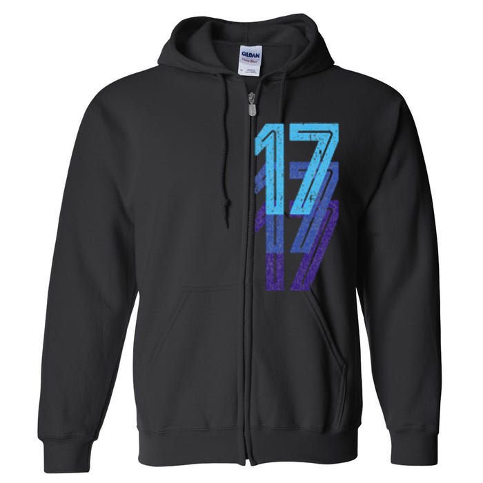 17 Lucky Number 17th Year Birthday Age Sports Team Full Zip Hoodie