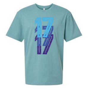 17 Lucky Number 17th Year Birthday Age Sports Team Sueded Cloud Jersey T-Shirt