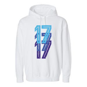 17 Lucky Number 17th Year Birthday Age Sports Team Garment-Dyed Fleece Hoodie