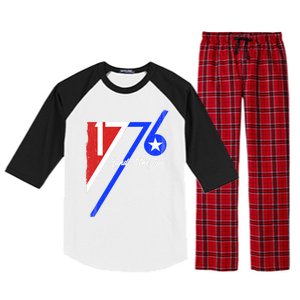 1776 Land Of The Free Independence Day 4th Of July Retro Gift Raglan Sleeve Pajama Set