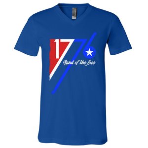 1776 Land Of The Free Independence Day 4th Of July Retro Gift V-Neck T-Shirt