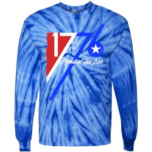 1776 Land Of The Free Independence Day 4th Of July Retro Gift Tie-Dye Long Sleeve Shirt