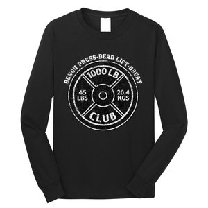 1000 Lbs Pound Club Gym Weightlifting Dead Lift Bench Press Long Sleeve Shirt