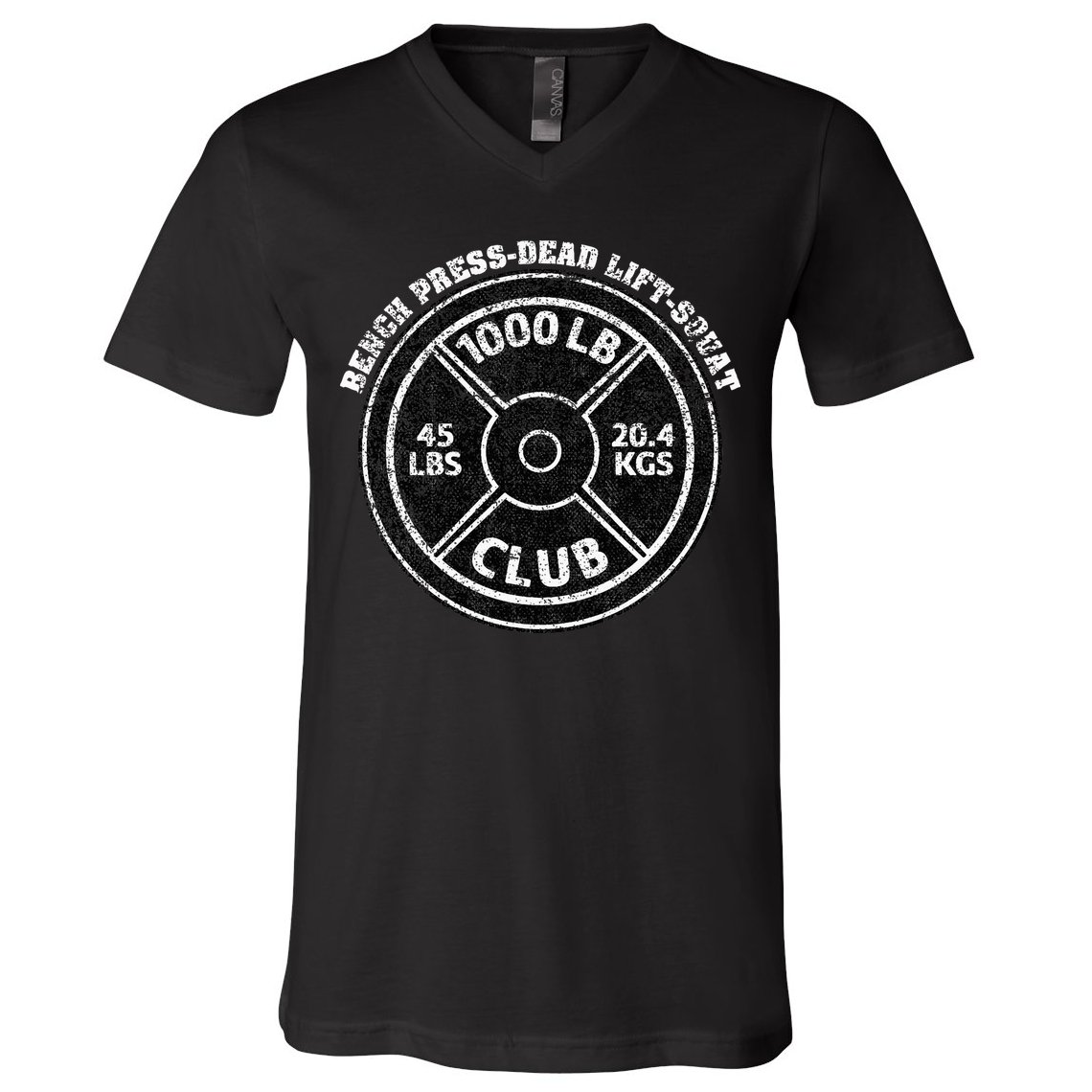 1000 Lbs Pound Club Gym Weightlifting Dead Lift Bench Press V-Neck T-Shirt