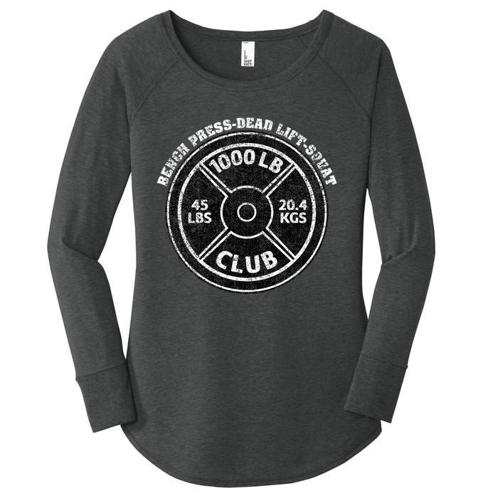 1000 Lbs Pound Club Gym Weightlifting Dead Lift Bench Press Women's Perfect Tri Tunic Long Sleeve Shirt