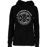 1000 Lbs Pound Club Gym Weightlifting Dead Lift Bench Press Womens Funnel Neck Pullover Hood