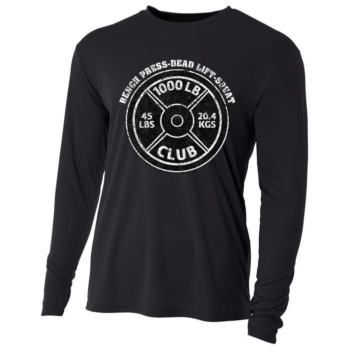 1000 Lbs Pound Club Gym Weightlifting Dead Lift Bench Press Cooling Performance Long Sleeve Crew