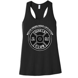 1000 Lbs Pound Club Gym Weightlifting Dead Lift Bench Press Women's Racerback Tank