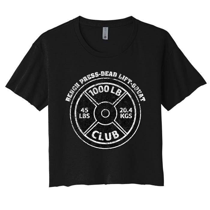 1000 Lbs Pound Club Gym Weightlifting Dead Lift Bench Press Women's Crop Top Tee