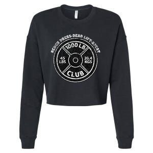 1000 Lbs Pound Club Gym Weightlifting Dead Lift Bench Press Cropped Pullover Crew