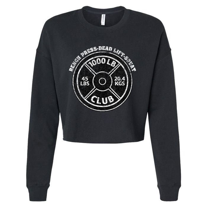 1000 Lbs Pound Club Gym Weightlifting Dead Lift Bench Press Cropped Pullover Crew