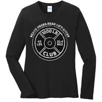 1000 Lbs Pound Club Gym Weightlifting Dead Lift Bench Press Ladies Long Sleeve Shirt