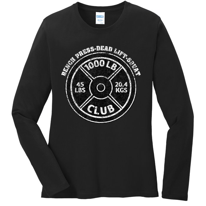 1000 Lbs Pound Club Gym Weightlifting Dead Lift Bench Press Ladies Long Sleeve Shirt