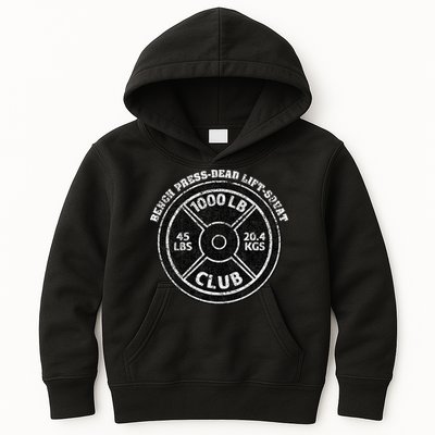 1000 Lbs Pound Club Gym Weightlifting Dead Lift Bench Press Kids Hoodie