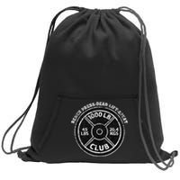 1000 Lbs Pound Club Gym Weightlifting Dead Lift Bench Press Sweatshirt Cinch Pack Bag