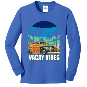 1940's Lowrider Station Wagon Vacay Vibes Family Vacation Gift Kids Long Sleeve Shirt