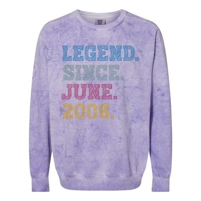 17YearOld Legend Since June 2006 17th Birthday Colorblast Crewneck Sweatshirt