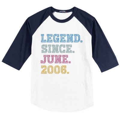 17YearOld Legend Since June 2006 17th Birthday Baseball Sleeve Shirt