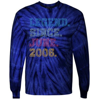 17YearOld Legend Since June 2006 17th Birthday Tie-Dye Long Sleeve Shirt