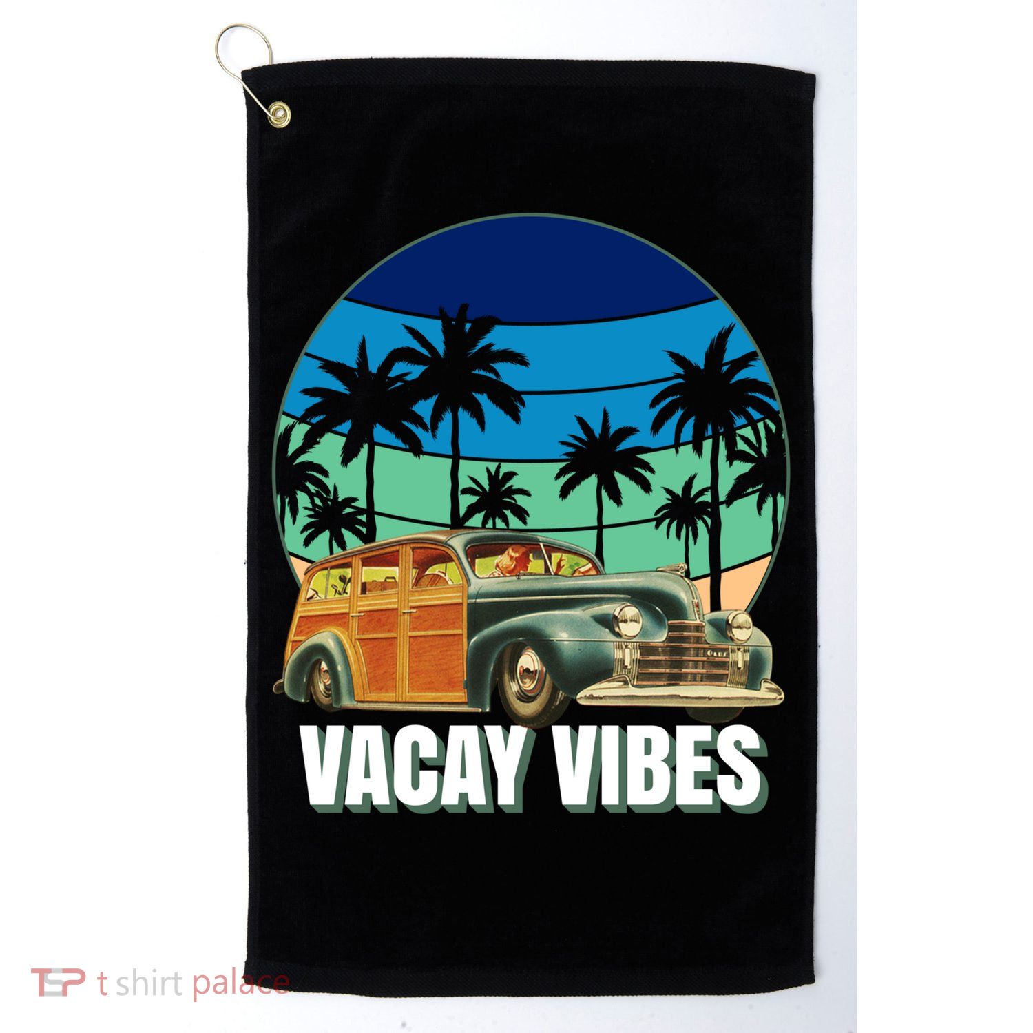 1940's Lowrider Station Wagon Vacay Vibes Family Vacation Cute Gift Golf Towel