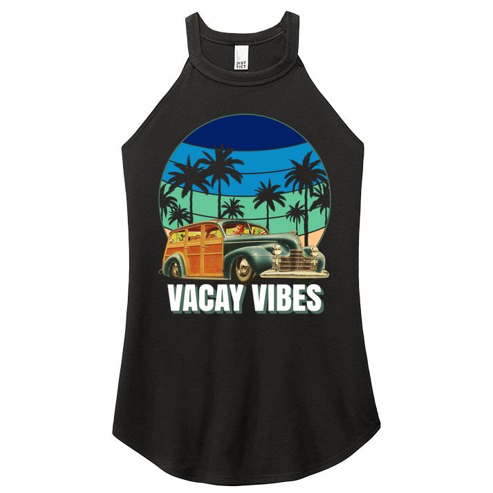1940's Lowrider Station Wagon Vacay Vibes Family Vacation Cute Gift Women's Perfect Tri Rocker Tank
